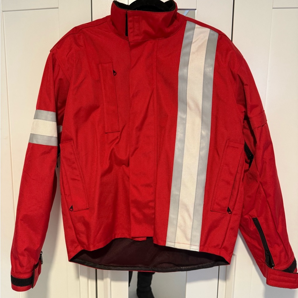Vespa moto jacket Red Jacket with Reflective Stripes